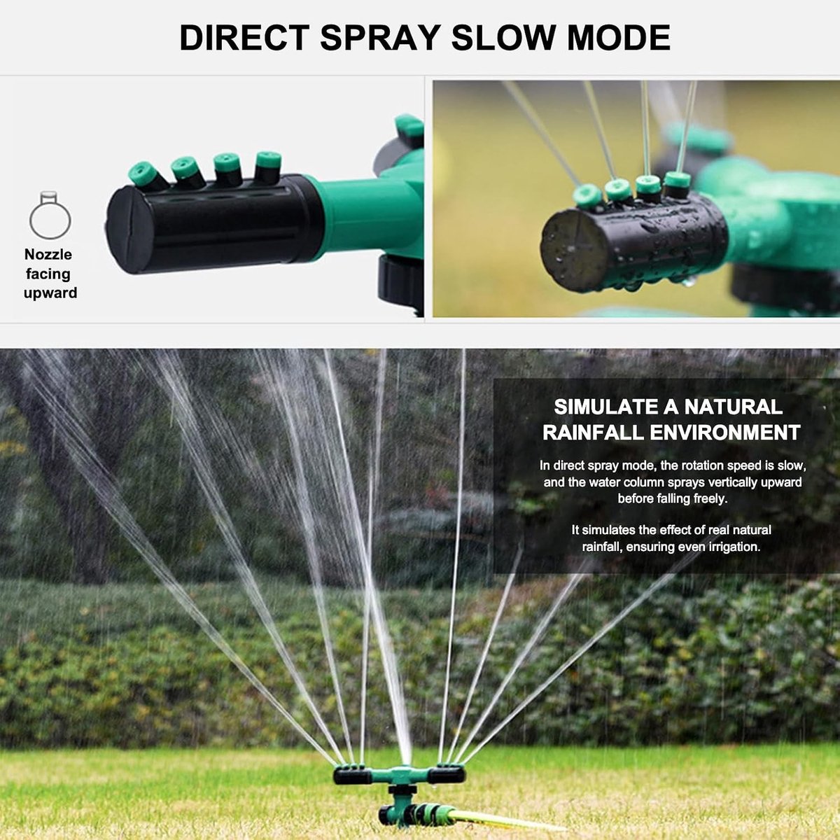 Gazon Sproeier - Automatische Sprinkler - Gelijkmatige Irrigatie - 12 Gaten Roterend - 17.5 cm - Groen