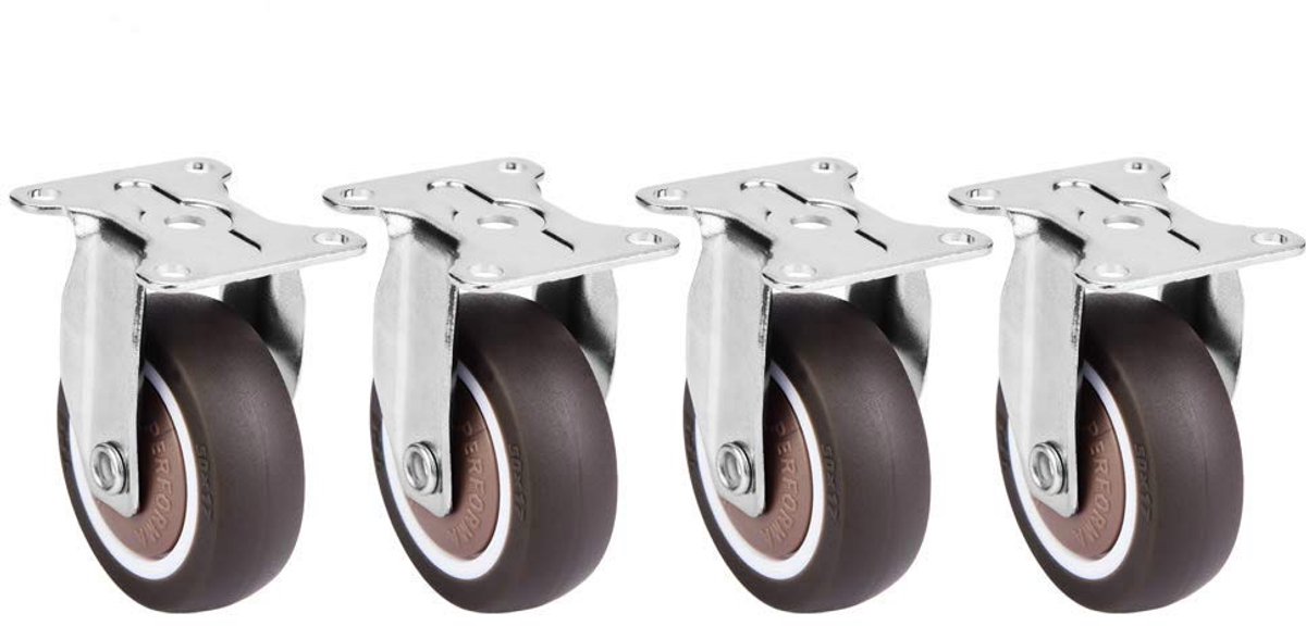 SnelShoppen - Vast Rubberwielen 4 Stuks 5 cm TPE Rubber Afneembare Stille Zitwielen Voor het Verplaatsen van Zware Meubels