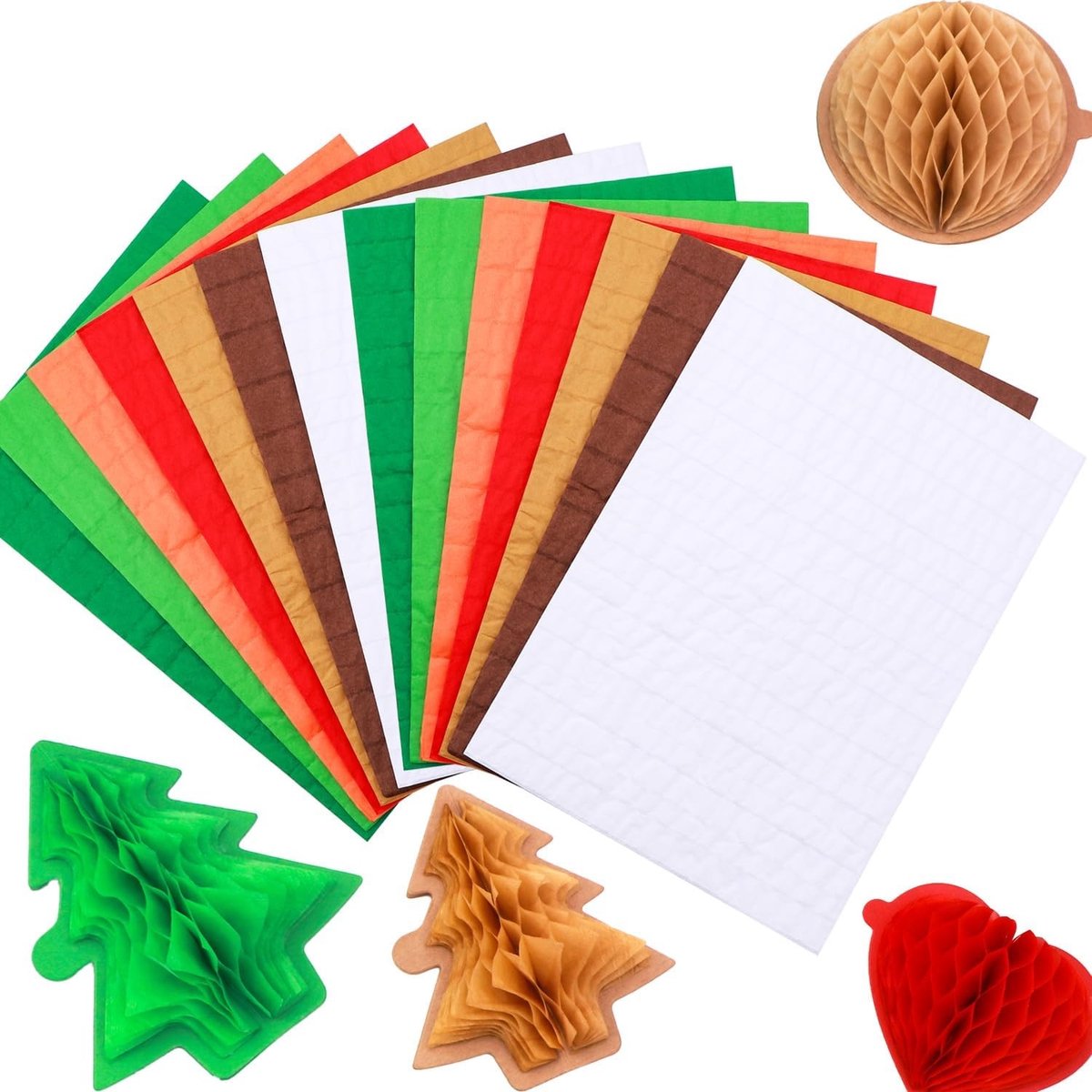 Set van 14 Stuks Honingraat Papier Pads voor DIY 3D Knutselprojecten en Pop-Up Kaarten; 30 Lagen 2cm Lijnglue Honingraat Tissue Pad in Diverse Kleuren, Perfect voor Kaarten en Versieringen