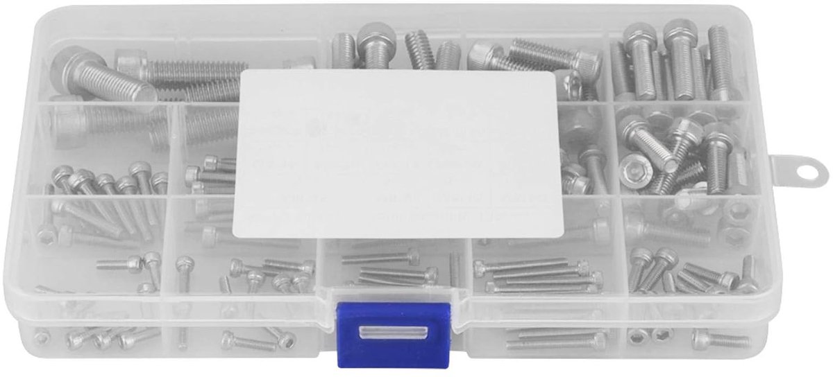 SnelShoppen - 135-delige M2.5 M3 M4 M5 M6 M8 RVS Hex Bouten Set, Schroeven Assortiment voor Technisch Gebruik, Roestvrij Staal, Opbergdoos