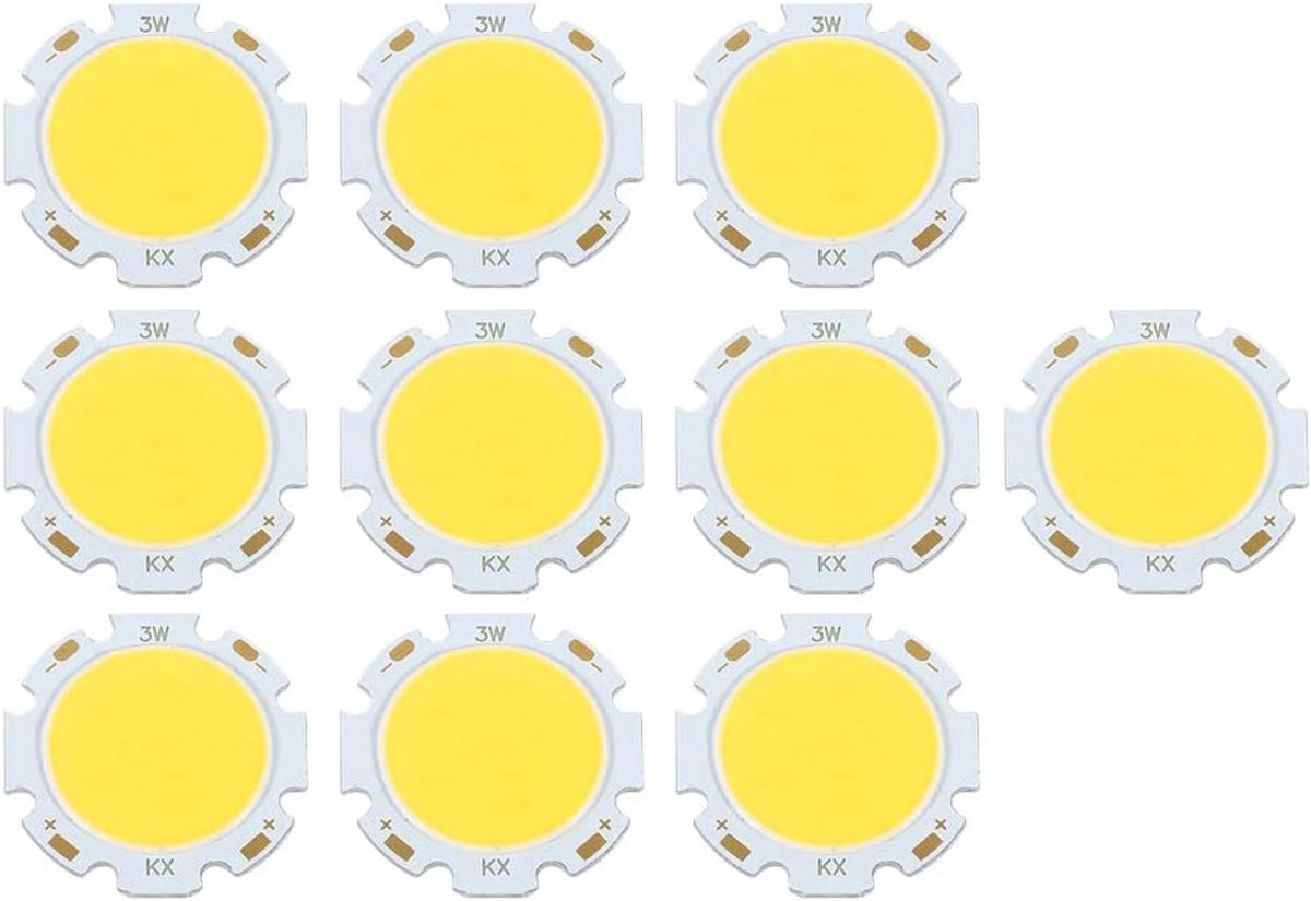 SnelShoppen - SMD Chip Verlichting, Ronde COB LED Lampen 3W DC 9-11V, 10 Stuks LED Chip Lamp voor Decoratie Verlichting, Natuurlijk Licht 4000K