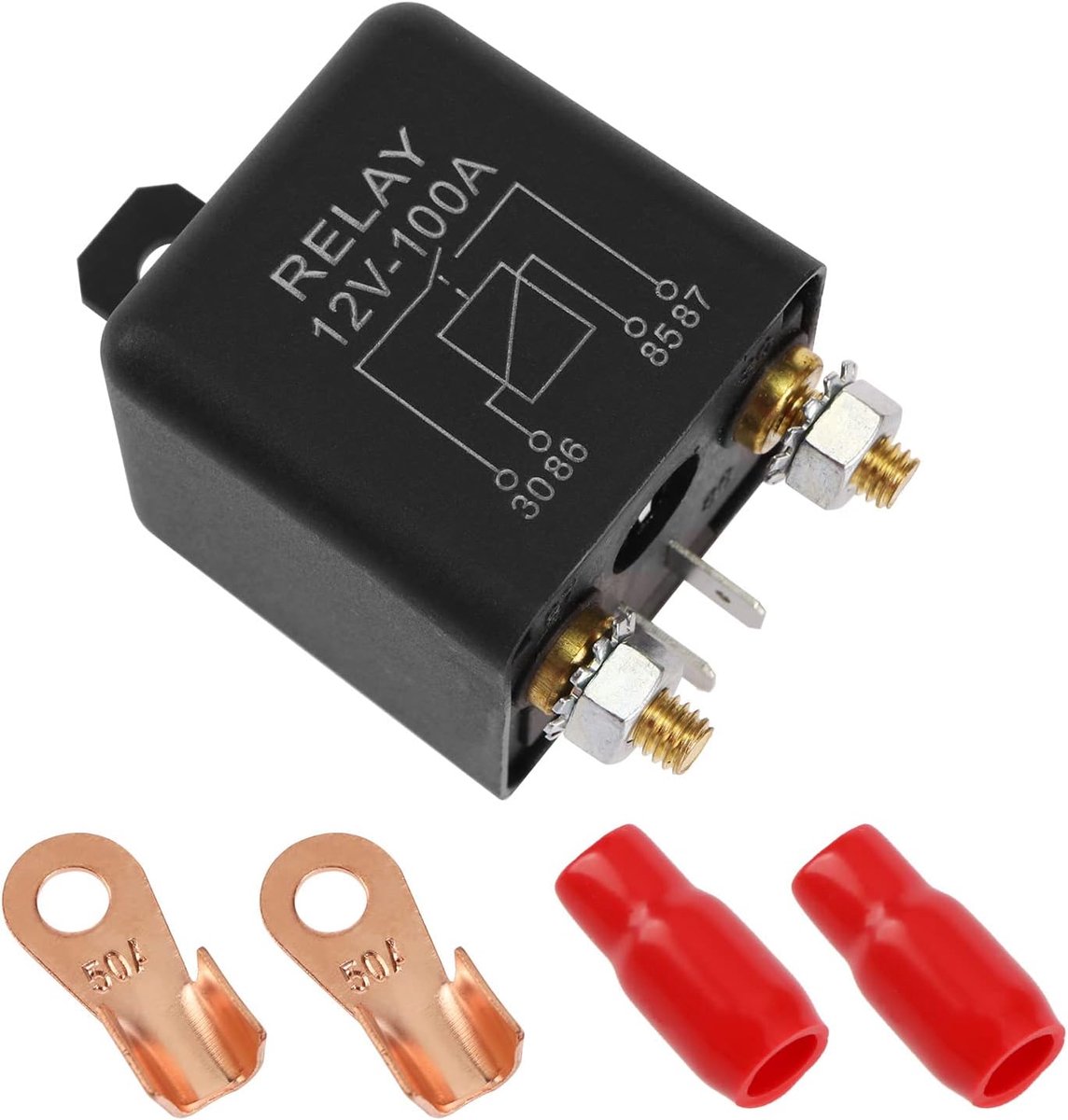 Start relais 12V 100A - 2 pin relais - normaal open - ideaal voor auto en boot - m-winkel