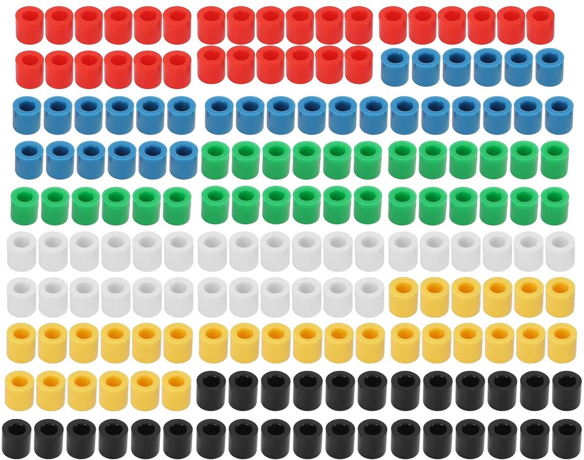 Push Button Cover Set 180 Stuks - 6 Kleuren Rond - Duurzaam ABS Materiaal - Eenvoudige Installatie - ShopVlot