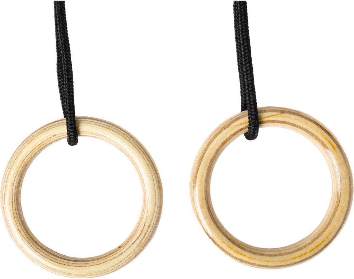 Turnringen Hout - Gymnastiek Ringen - Kracht Training - Extra Groot - 14.5 cm Diameter - Naturel