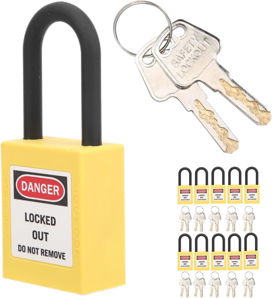 Lockout Tagout Locks, Set of 10 Security Padlocks with 20 Keys, Dustproof Lock Out Tag Loto Lock Set for Industry - ShopVlot