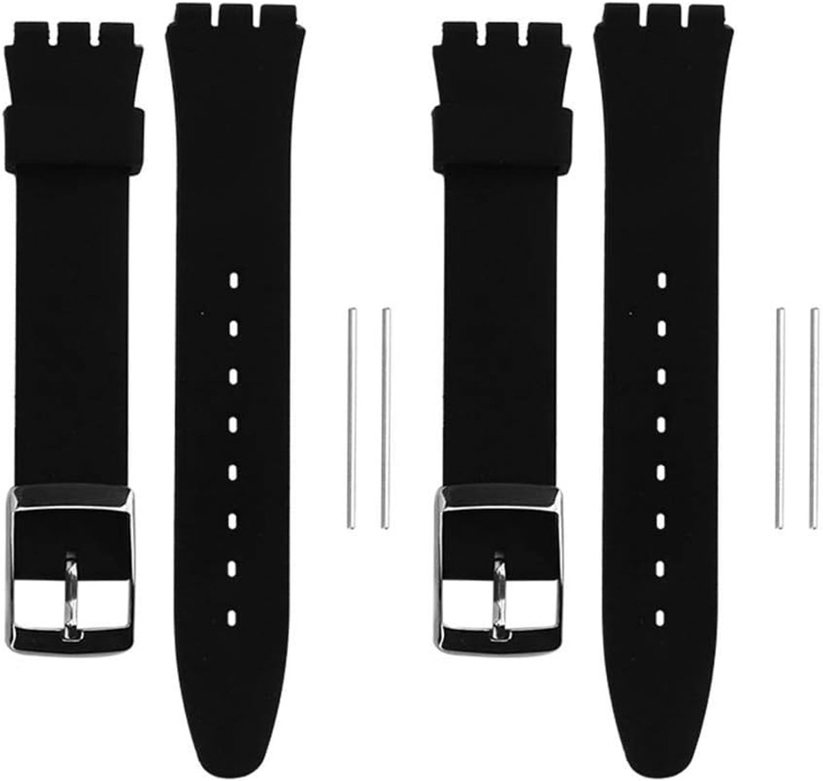 SnelShoppen - 2 Stuks 17mm 19mm Zachte Siliconen Horlogeband Sporthorloge Vervangaccessoires voor Horlogemakers en Horlogeherstel