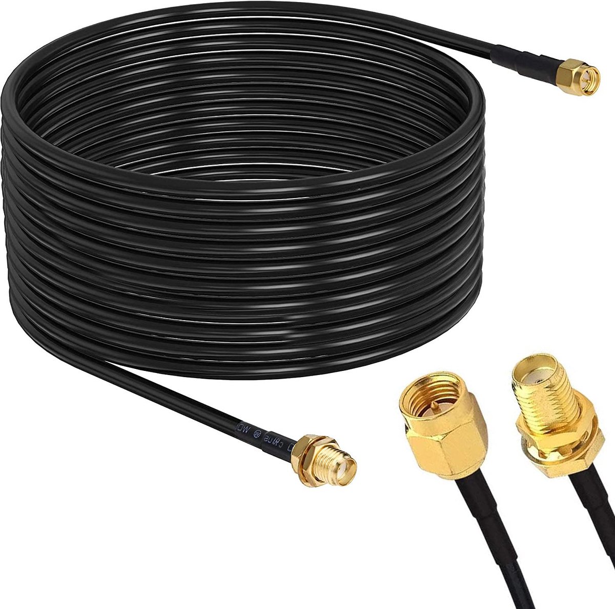 SnelShoppen - 6 m WLAN antenne verlengkabel, SMA kabel, RG174 kabel, SMA plug naar SMA connector, ideaal voor Wi-Fi router en antenne