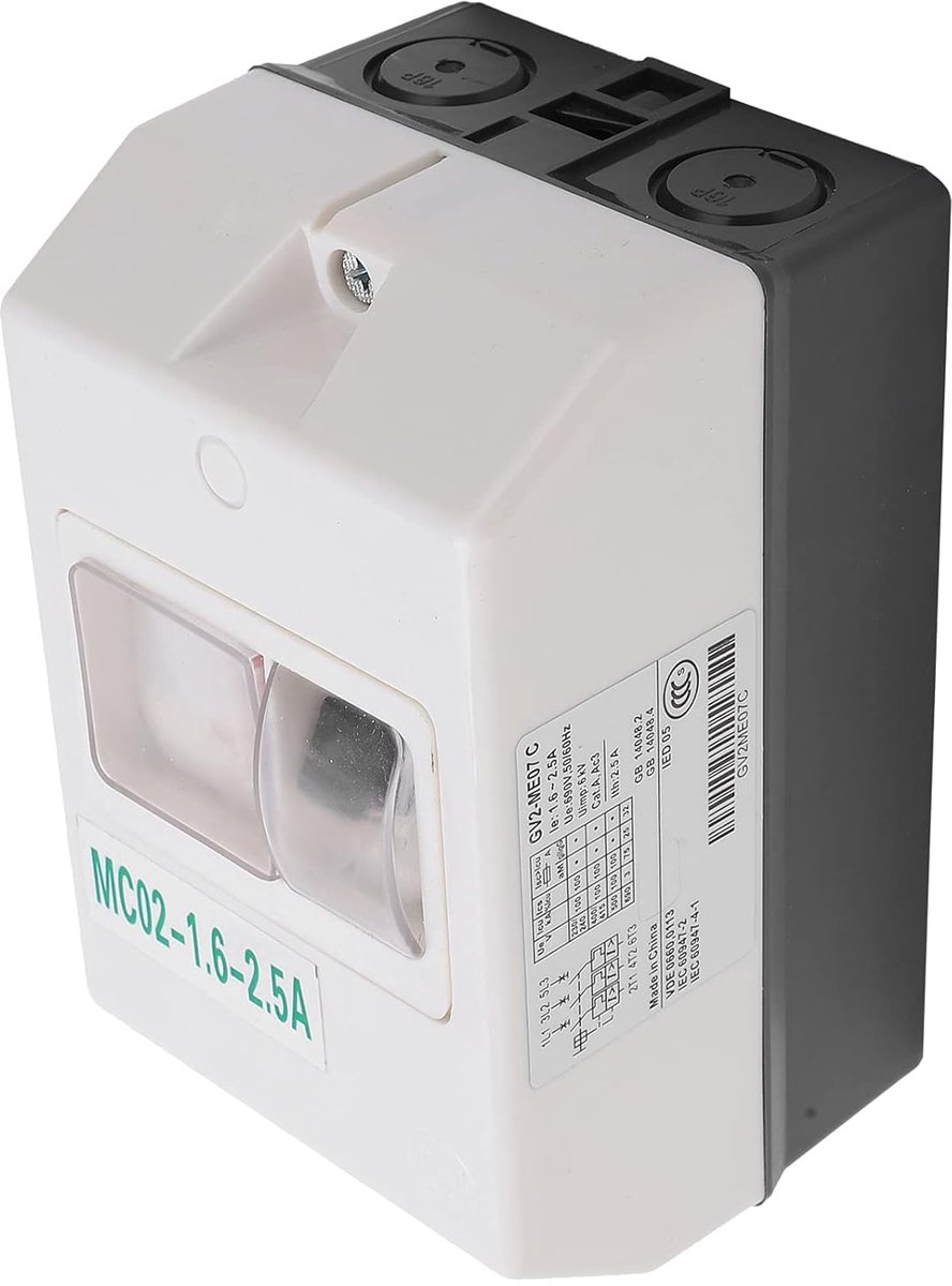 SnelShoppen - Circuit Breaker Waterdichte Motor Beveiligingsschakelaar MC02‑1.6‑2.5A 50/60Hz 220V/380V - Asynchrone Motor Beveiliging, Kortsluitbeveil