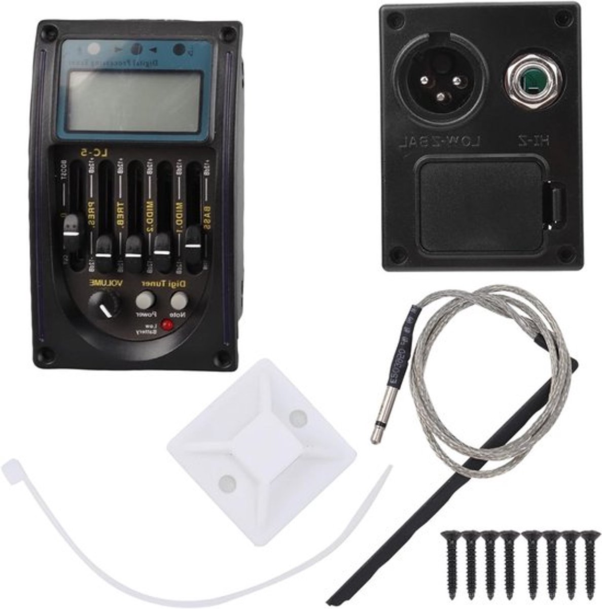 5-Bands Equalizer voor Akoestische Gitaar met LCD Display - Preamp Pickup voor Verbeterde Geluidskwaliteit en Aanpassing