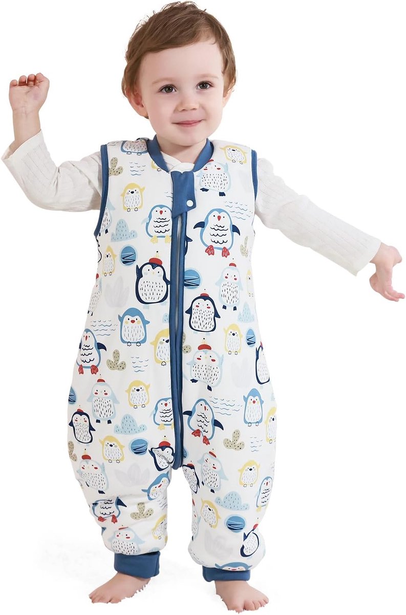 SnelShoppen - Baby Slaapzak voor Winter met Voetjes 2.5 TOG - 100% Katoen, Kinderen Winter Slaapzak voor Jongens en Meisjes, 75-85 cm 6-18 Maanden, Bl