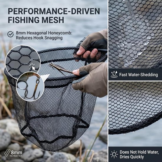 Visnet Vervanging - Schepnet Net - Vissen Vangen - Sneldrogend Nano Net - 40x40 cm - Niet gespecificeerd — afbeelding 5
