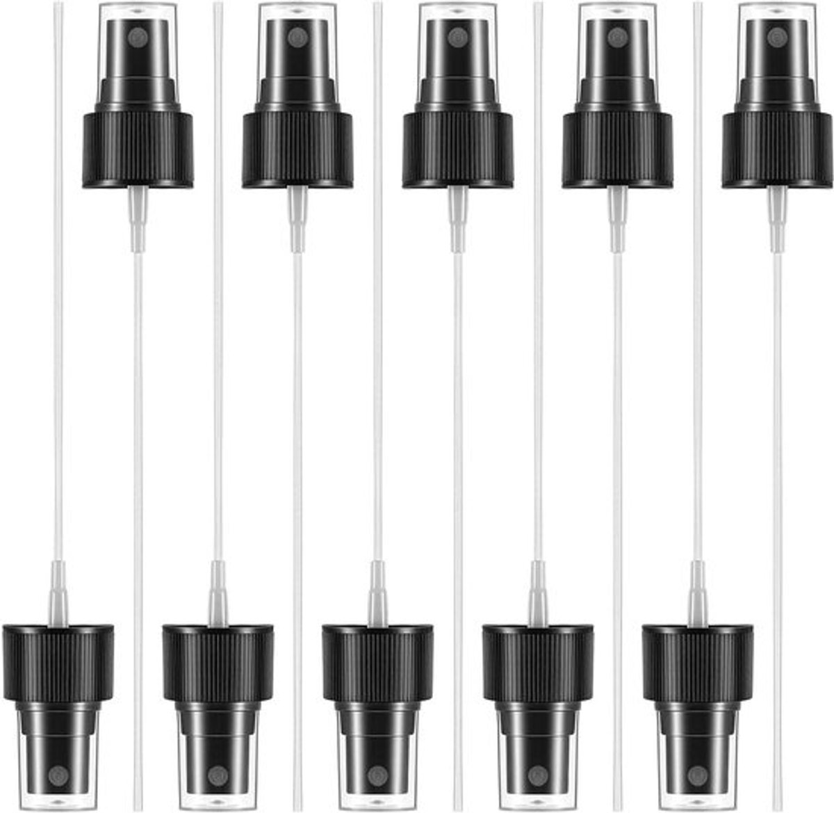 10 stuks plastic spuitkop met fijne nevel voor flessen - vervangbare spuitkop met 14,5 cm onderwaterbuis voor essentiële olie, parfums en schoonmaakmiddelen