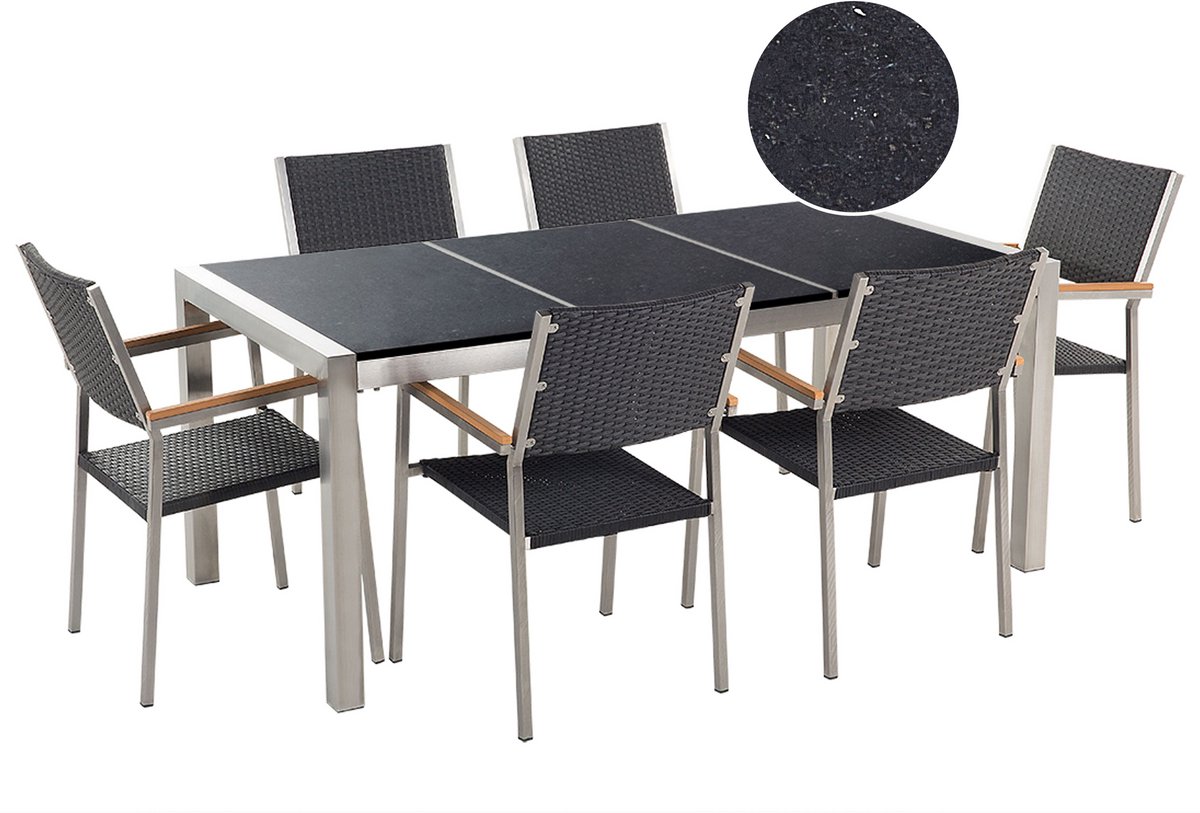 GROSSETO - Tuinset voor 6 stoelen - Zwart - Graniet