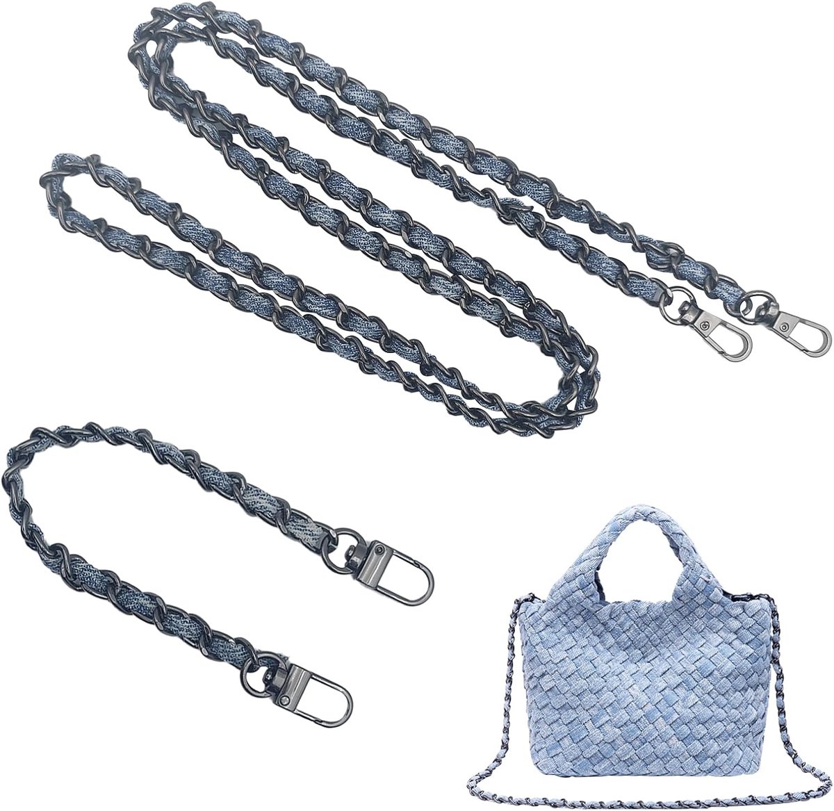 SnelShoppen - 2 Pcs Tas Ketting, Metalen Ketting voor Tas, Mode Denim Tas Kettingen, Crossbody Tas Ketting, Vervangingshandgreep voor Handtas, Schoude