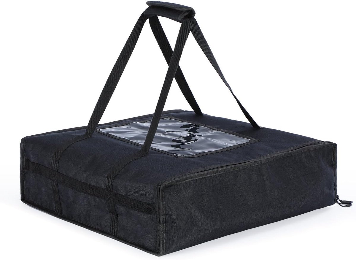 SnelShoppen - Vouwbare Pizza Tas - Geïsoleerde Koeltas voor Heet en Koud Voedsel - 40L Capaciteit voor Minimaal 3 Pizza's - Zwart - Perfect voor Resta