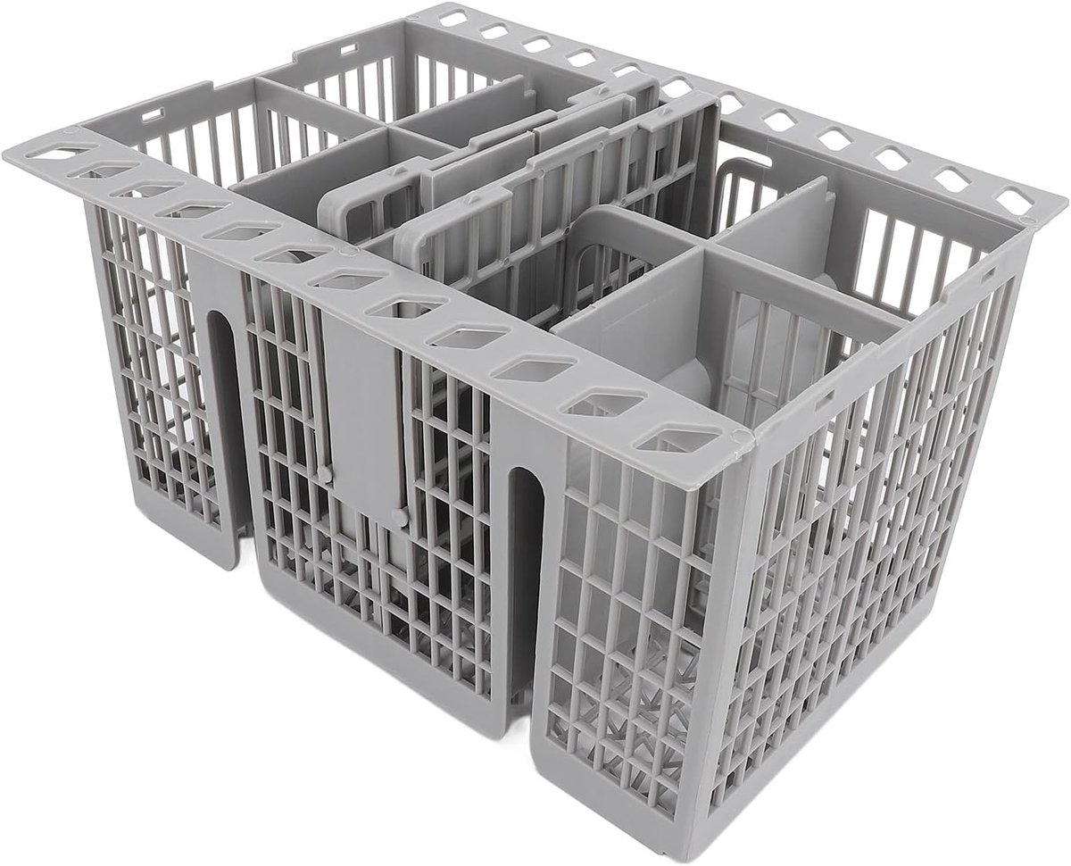 SnelShoppen - Vaatwasser Mand met 8 Compartimenten, ABS Materiaal, Geschikt voor de Meeste Vaatwassers, 21 x 16 x 12 Cm, Bestekmand voor Efficiënte Or