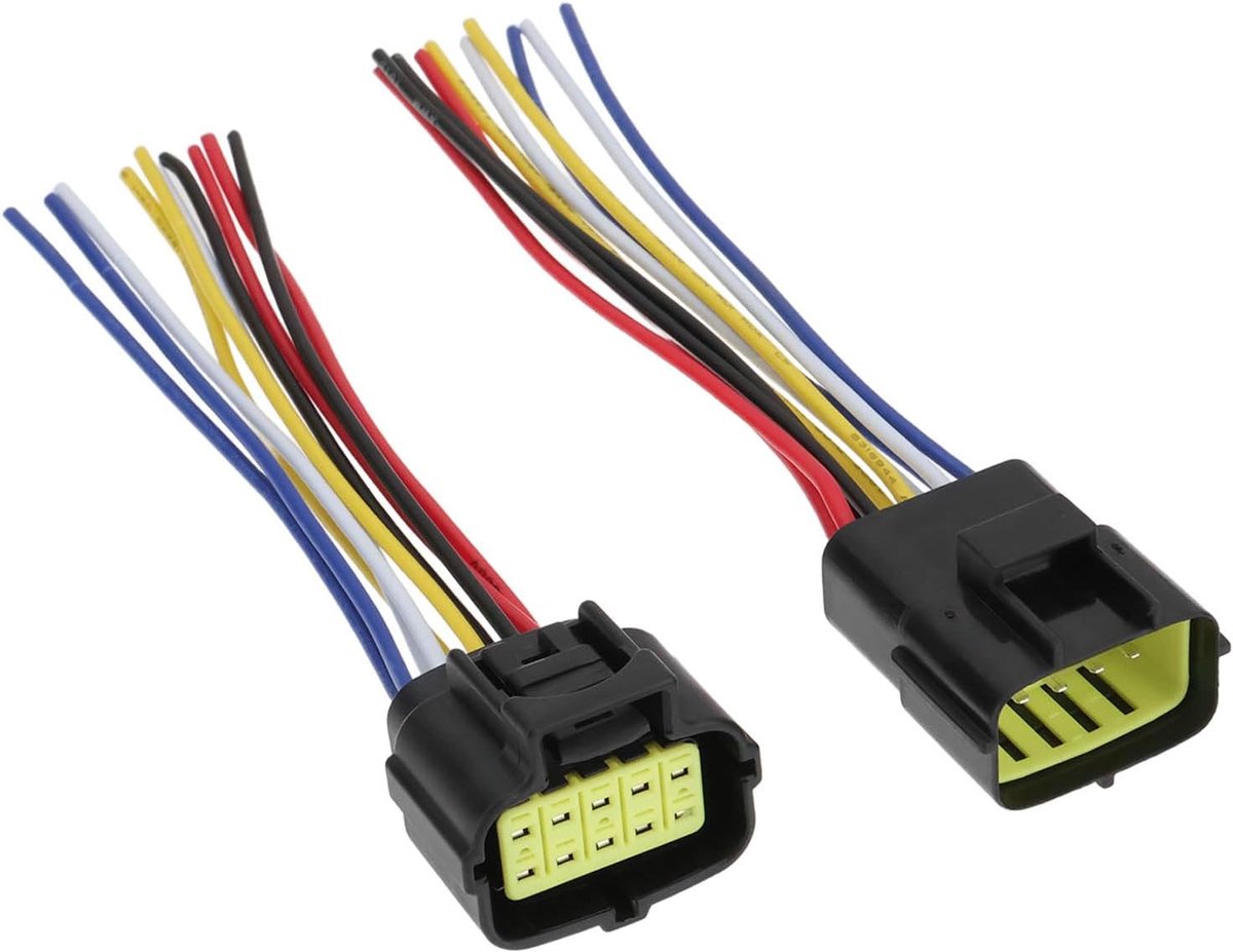 SnelShoppen - 10-Pin Waterdichte Elektrische Auto Plug Connector Set voor Auto, 300V, 18AWG, Sealed Male en Female Stekker, Inclusief Draad Kabel, Voo