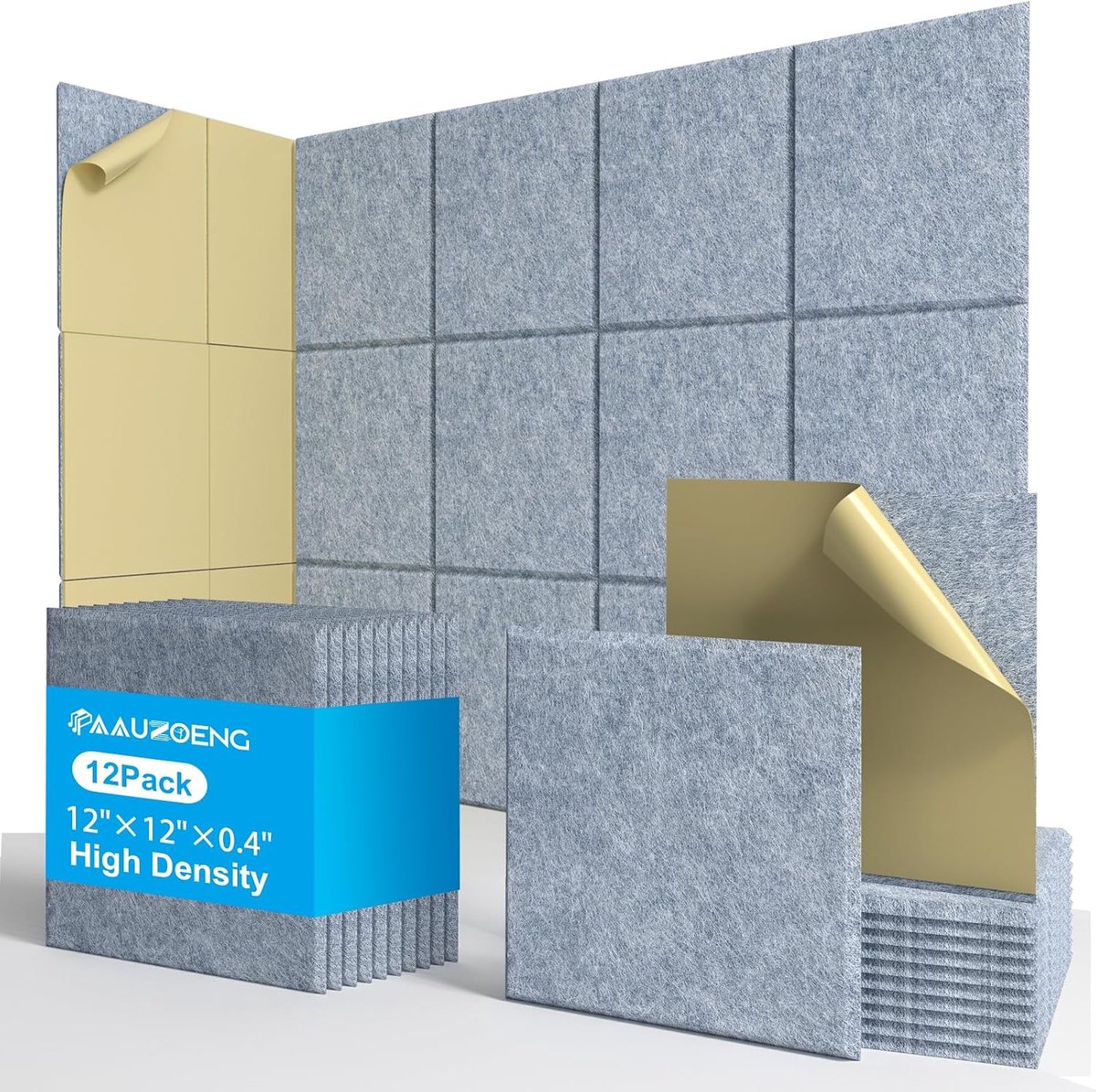 SnelShoppen - Geluidsabsorberende Panelen Zelfklevend 30 x 30 cm • 12 Premium Geluiddempende Platen 9 mm • Compleet Set voor Studio/Huisbioscoop/Strea