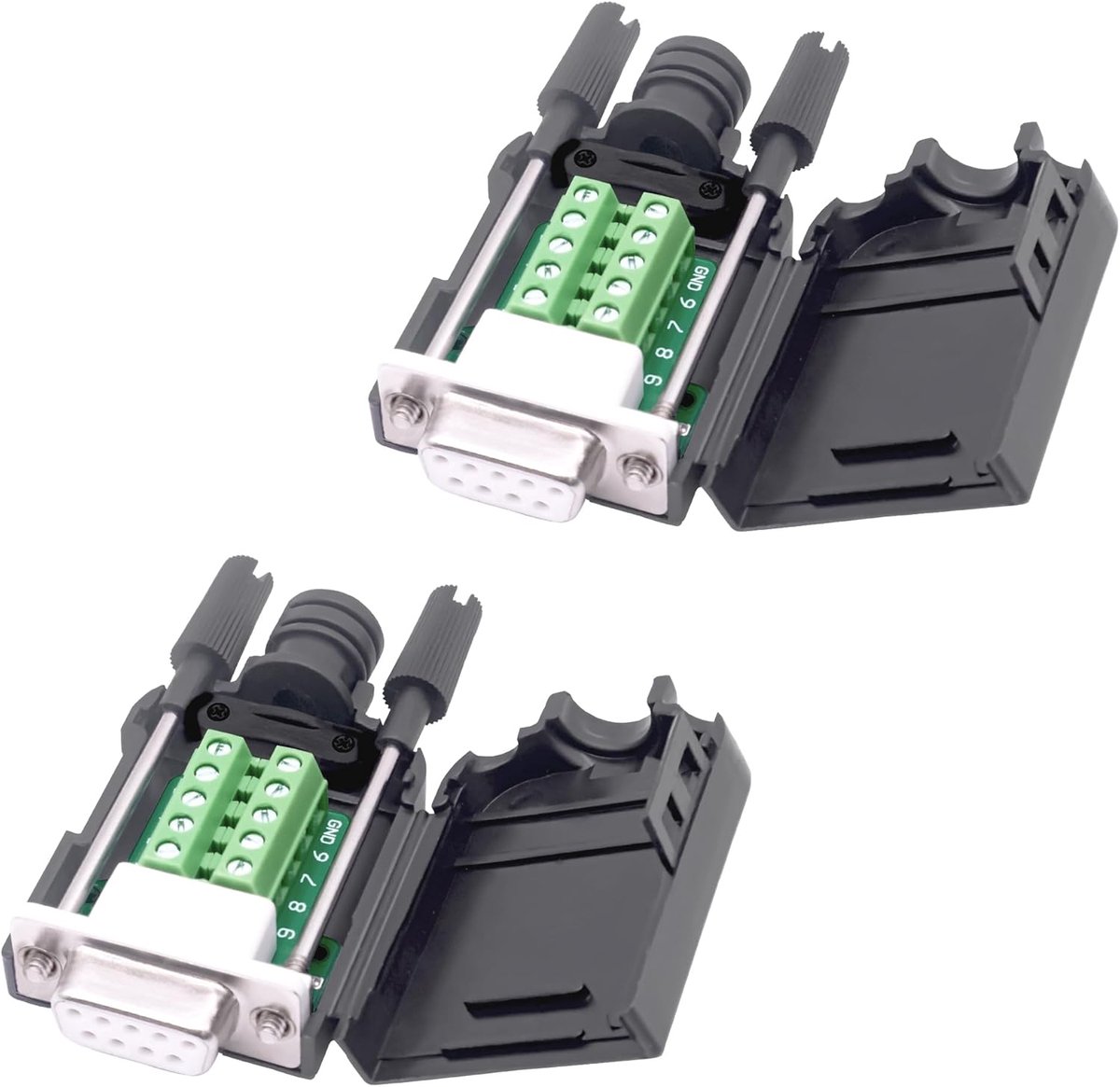 DB9 Solderless Connector Breakout Board RS232 D-SUB 9 Pin Serial Adapter Terminal Block with Trap 2 Packs (Female) - ShopVlot