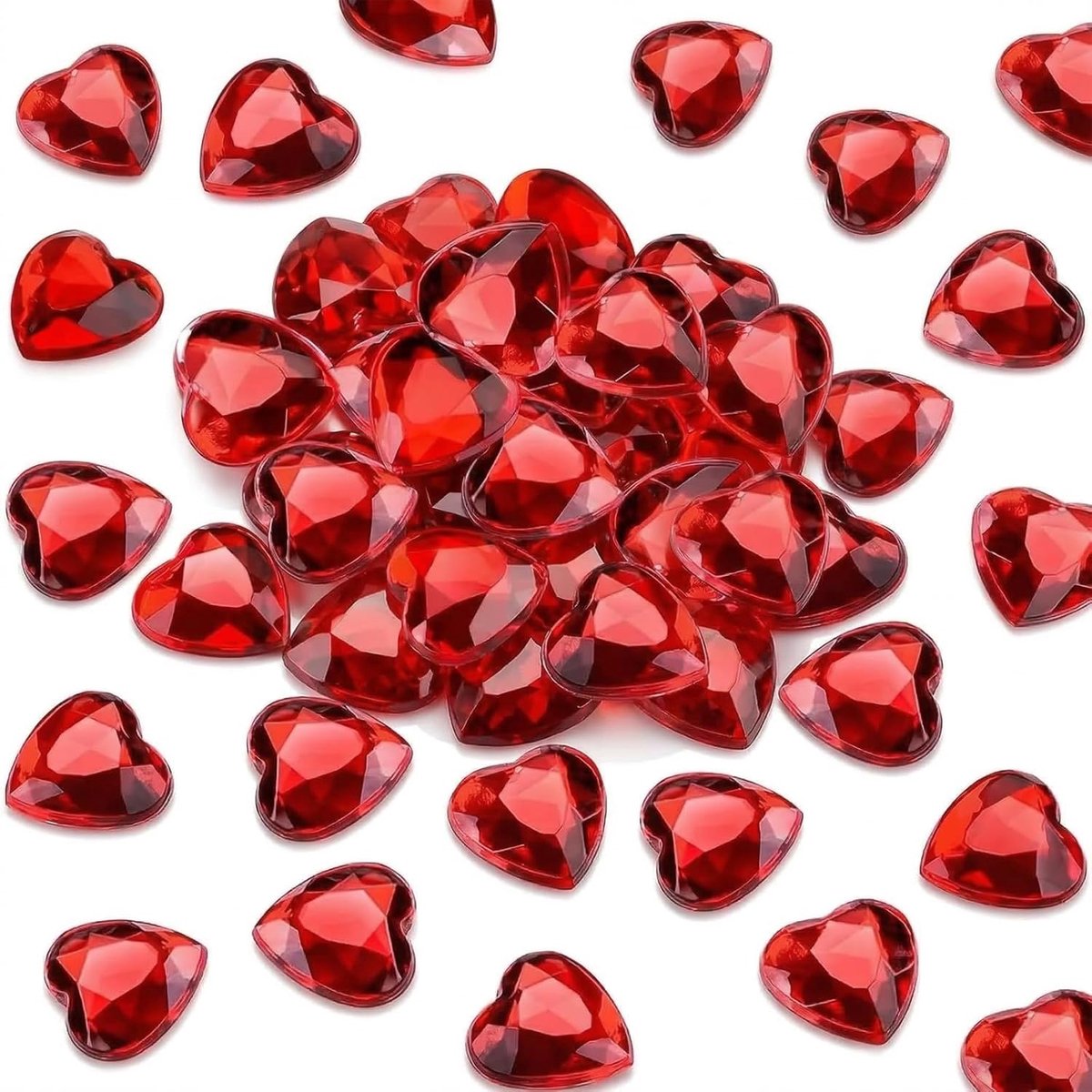 SnelShoppen - Hartvormige Diamant Kristallen Versieringen Rood 200 Stuks - Feestdecoratie, Tafelversiering, Bruiloft, Verjaardag, Romantische Gelegenh
