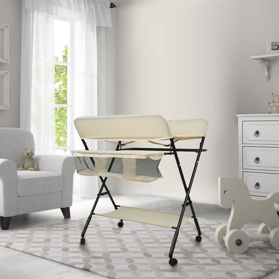 Baby Verschoontafel - Commode en badje - Babyverzorging Thuis - Inklapbaar en Draagbaar - 0-12 Maanden - Donkergrijs — afbeelding 3