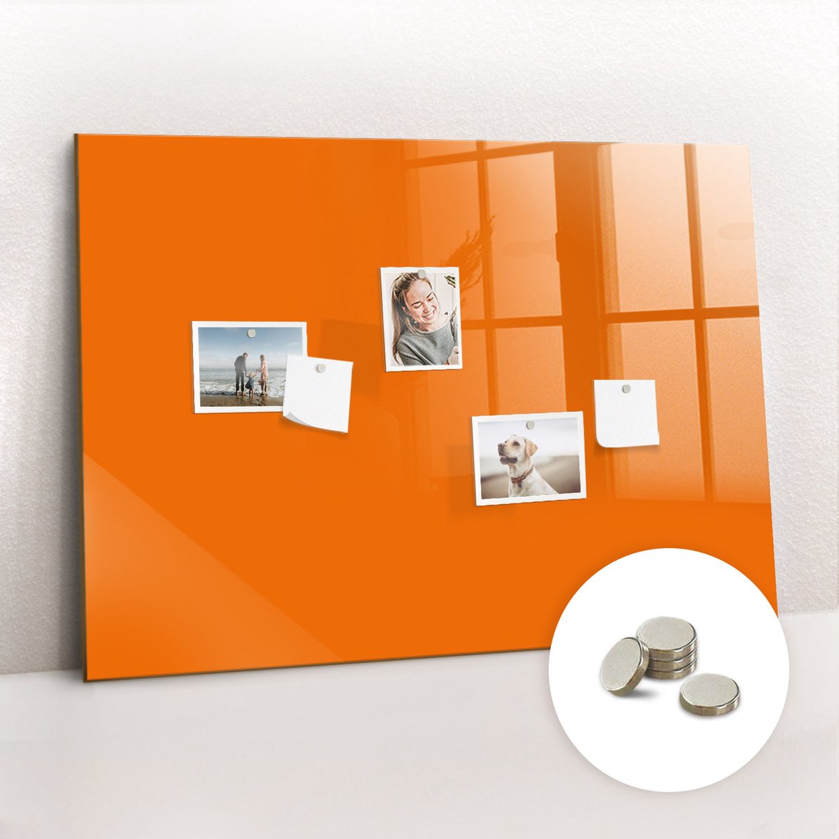 Tulup Glassboard - Oranje kleur Magneetbord - 100 cm x 70 cm - Memobord Keuken - Design Memobord - Memo Bord Oranje - Inclusief Gratis Magneten - Memobord Magnetisch - Foto Magneetbord
