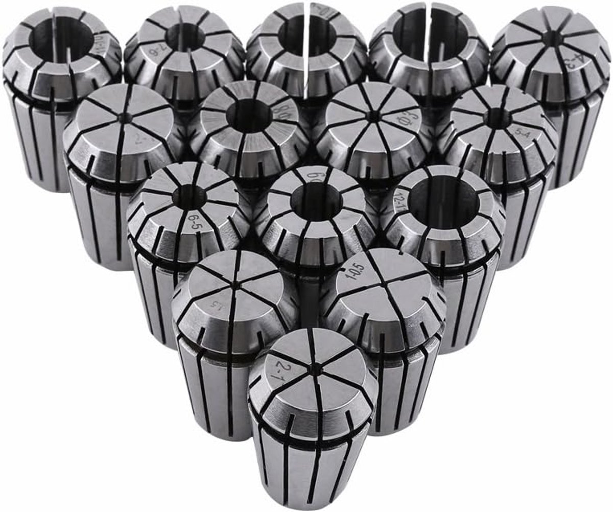 SnelShoppen - 15-delige ER20 Spiraal Klemset voor CNC Graveermachine en Freeslathe Gereedschap 1-13mm van Hoogwaardige Veerstaal