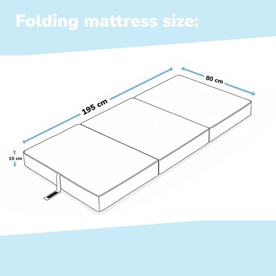 Opvouwbaar Matras - Vouwmatras Gastenbed - Ruimtebesparend Slapen - Afneembare Hoes - 80x195x15 cm - Antraciet — afbeelding 2