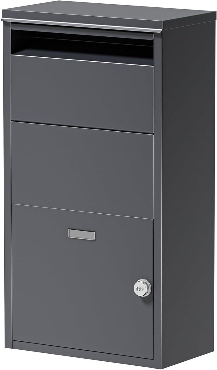 Pakketbus - Pakketbox brievenbus - Thuis pakketten ontvangen - Slim inlegsysteem - 41 x 22 x 75 cm - Antraciet