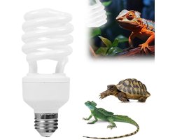 UVB-lamp voor terrarium, 26W 10.0 UVA UVB, E27 fitting, compacte reptielen warmtelamp voor schildpadden, vogels, baardagamen en hagedissen