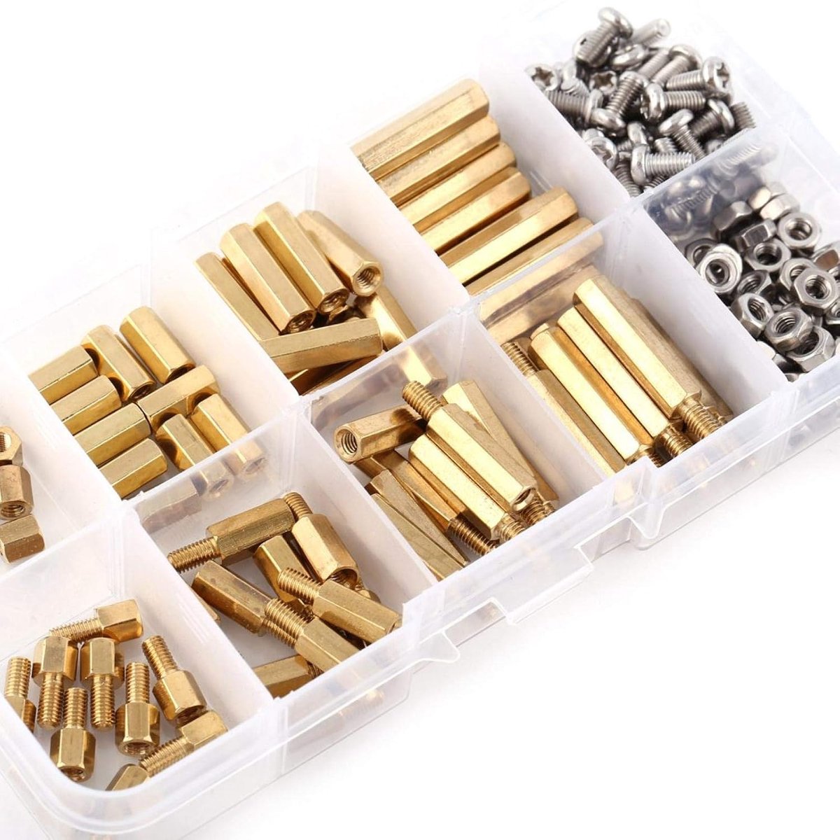 SnelShoppen - Hex Spacer Schroefmoer Set, 200pcs M3 Messing Standoffs, PCB Hex Mannelijk Vrouwelijk Schroefmoeren Assortiment voor Elektronische Appar