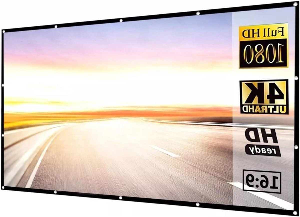 Projectiescherm Opvouwbaar - Draagbaar Scherm - Thuisbioscoop Ervaring - 170 Graden Kijkhoek - 120 Inch - Wit