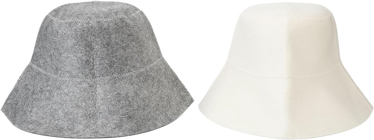 SnelShoppen - 2 Stks Sauna Hoeden, Water Absorberende Vilt Hoed voor Mannen en Vrouwen, Stijlvolle Witte en Grijze Sauna Caps voor Wellness en Ontspan
