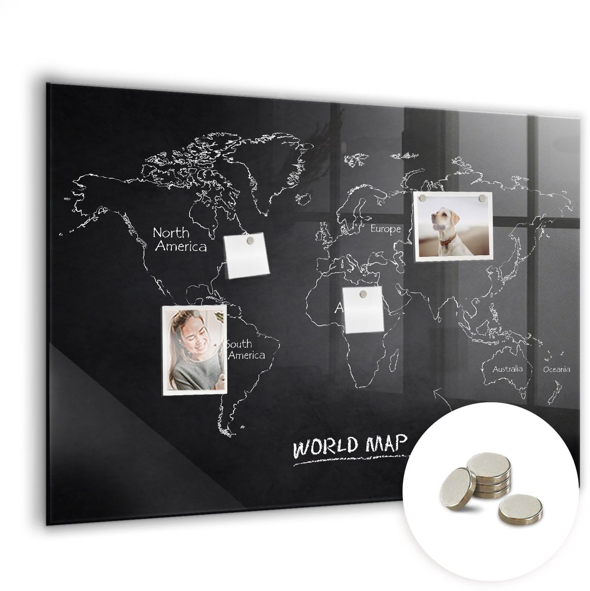 Coloray Glazen Magneetbord - Magnetisch Bord Graffiti - 100x70 cm - Zwart Magneetbord - Magnetic Board - Glazen Magneetbord