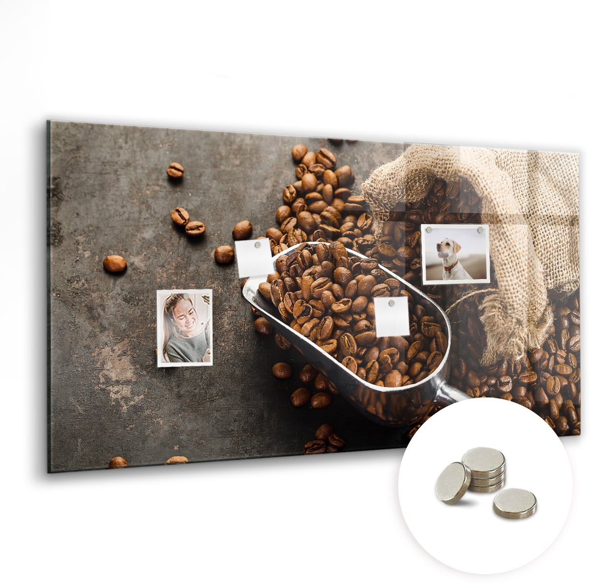Coloray Glazen Magneetbord - Magnetisch Bord 3D-wereldkaart - 120x60 cm - Bruin Magneetbord - Magnetic Board - Magneetbord Design