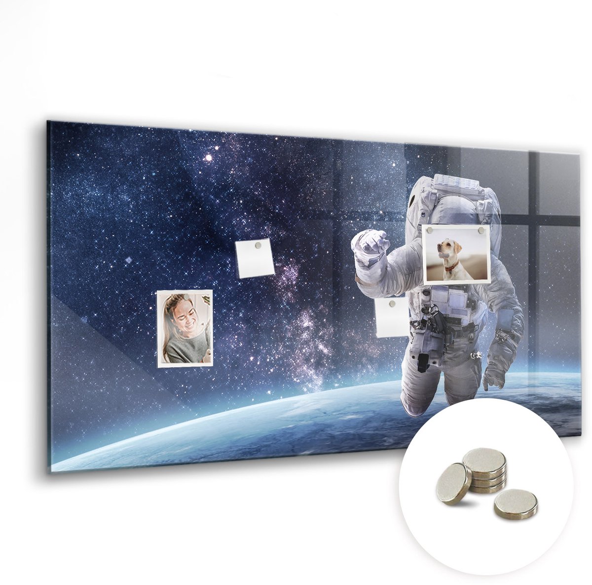 Coloray Glazen Magneetbord - Magnetisch Bord Positieve wereldkaart - 120x60 cm - Veelkleurig Magneetbord - Magnetic Board - Magneetbord Design