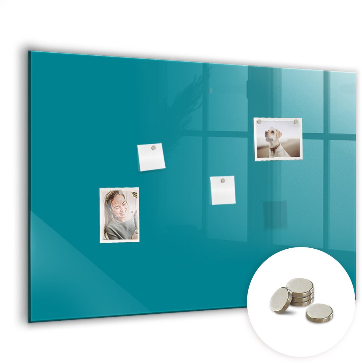 Coloray Glazen Magneetbord - Magnetisch Bord Blauwe kleur - 100x70 cm - Maritiem Magneetbord - Magnetic Board - Bureau Decoratie