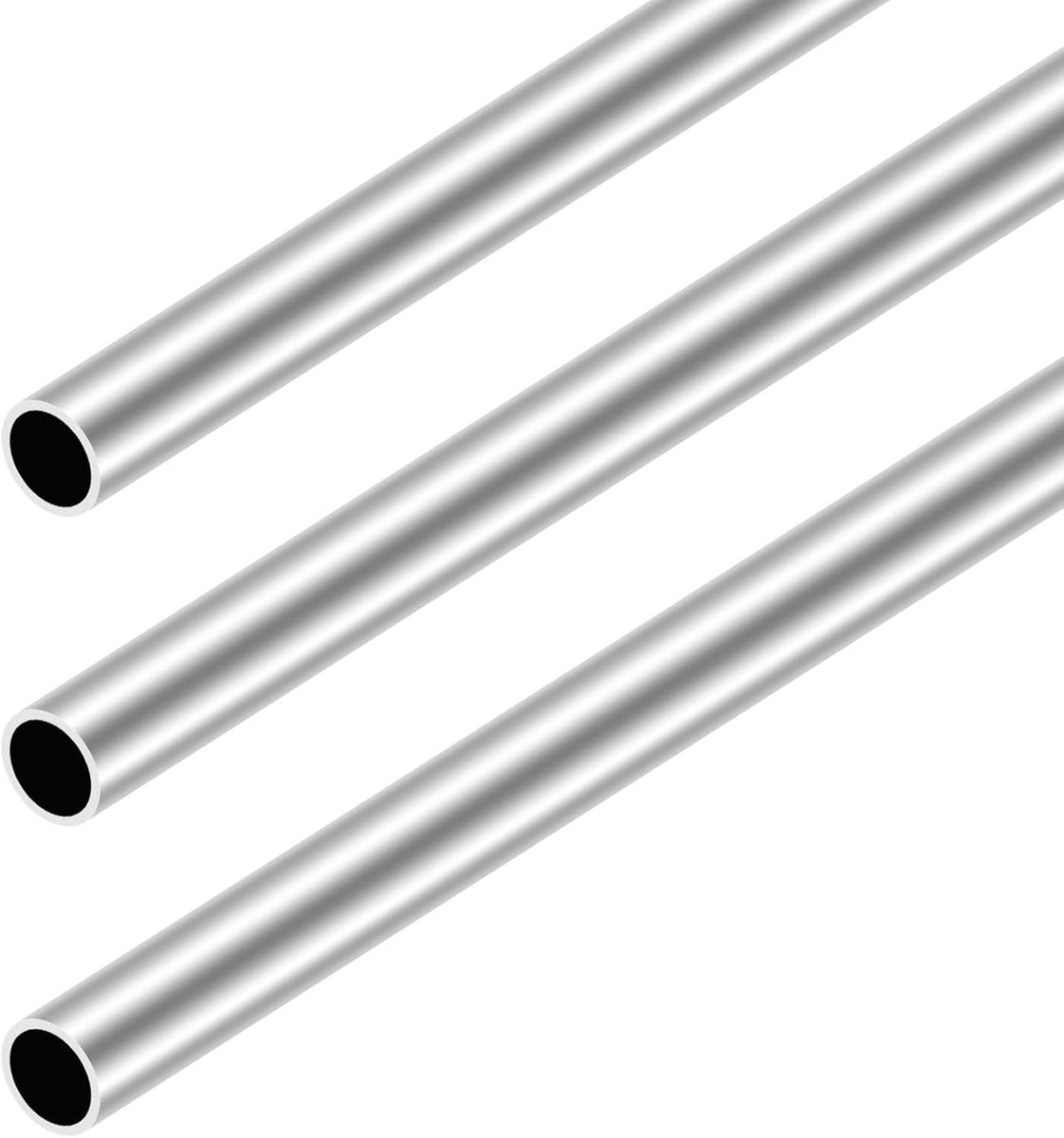 SnelShoppen - 6063 Aluminium Ronde Buizen, 12mm OD, 10mm ID, 300mm Lengte, Naadloze Ronde Tubes voor Industrieel, Decoratief, Architectonisch (3 Stuks