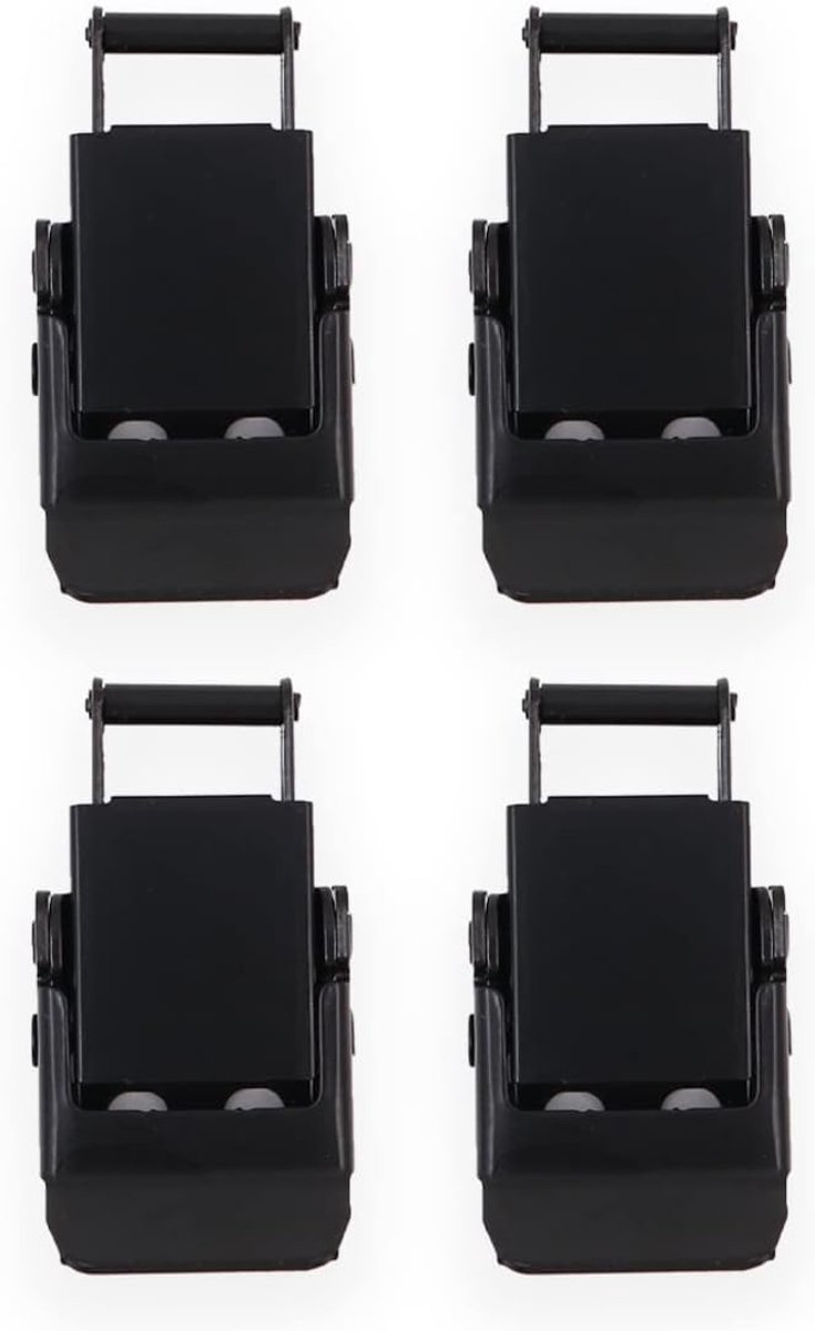 SnelShoppen - 4 Stuks Rocker Lock RVS Klemmen voor Kast Bevestiging, Trekhaak Sloten, Zijkant Beugels, Zwart, Duurzaam en Roestvrij Staal