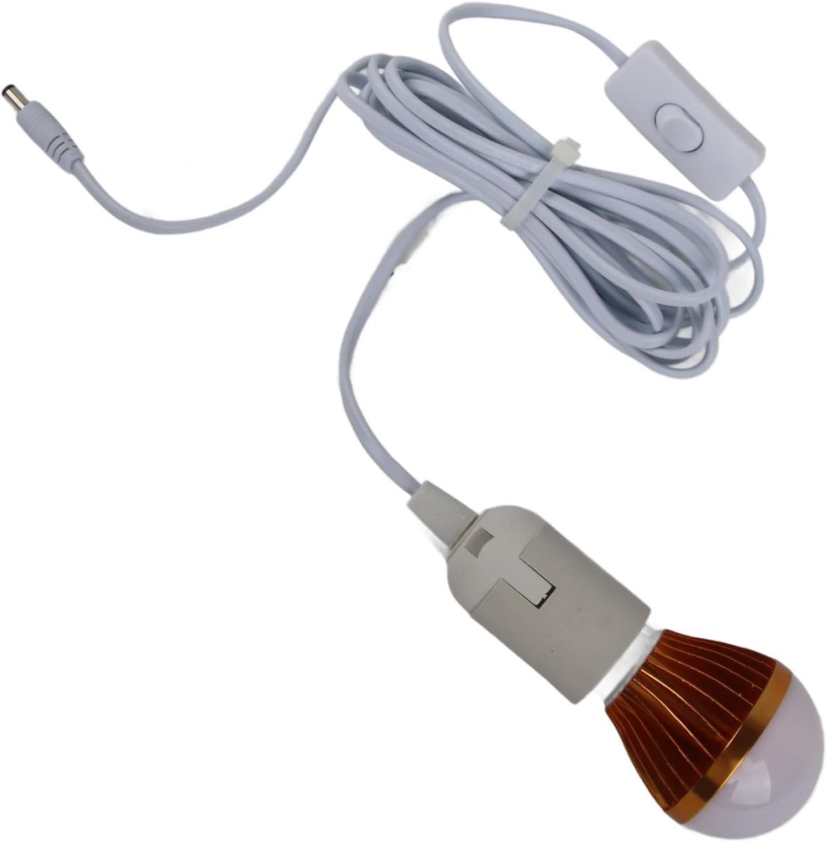 SnelShoppen - LED Lamp E27 12V 5W Spiral Lamp met DC Kabel - Energiezuinig, Hoge Helderheid, Inclusief Schakelaar, Ideaal voor Camping, Tuin en Thuisg