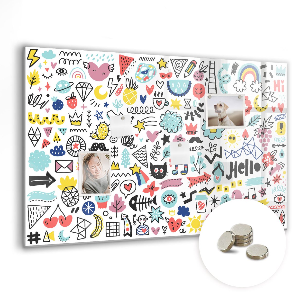 Coloray Glazen Magneetbord - Magnetisch Bord Astronaut - 90x60 cm - Veelkleurig Magneetbord - Magnetic Board - Kinderkamer Decoratie