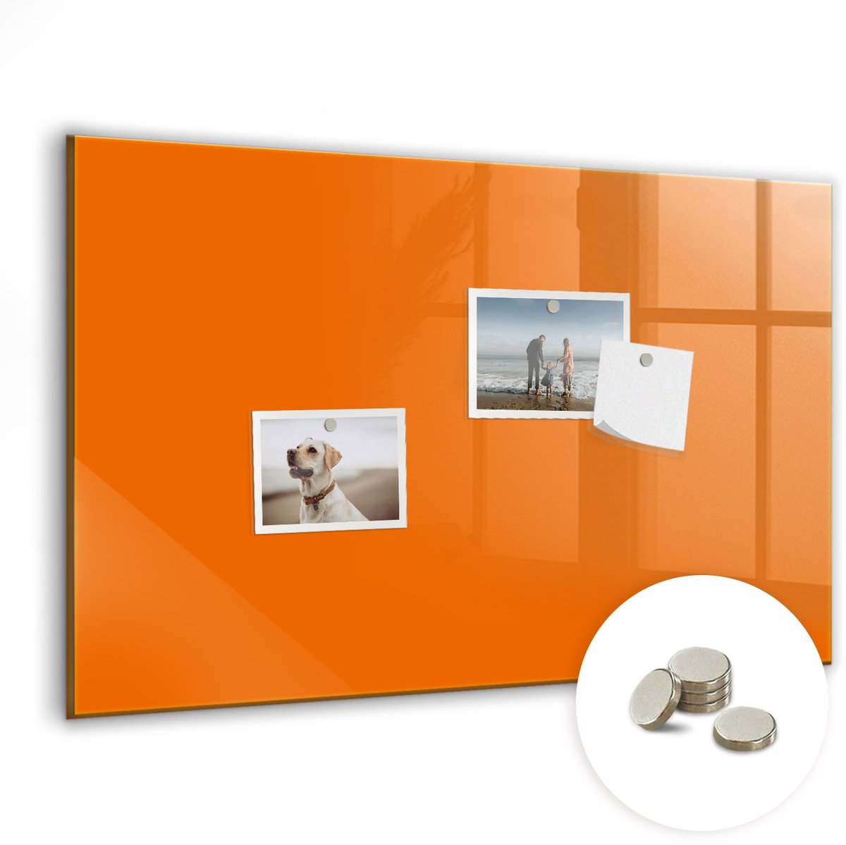 Coloray Glazen Magneetbord - Magnetisch Bord Oranje kleur - 60x40 cm - Oranje Magneetbord - Magnetic Board - Glazen Magneetbord