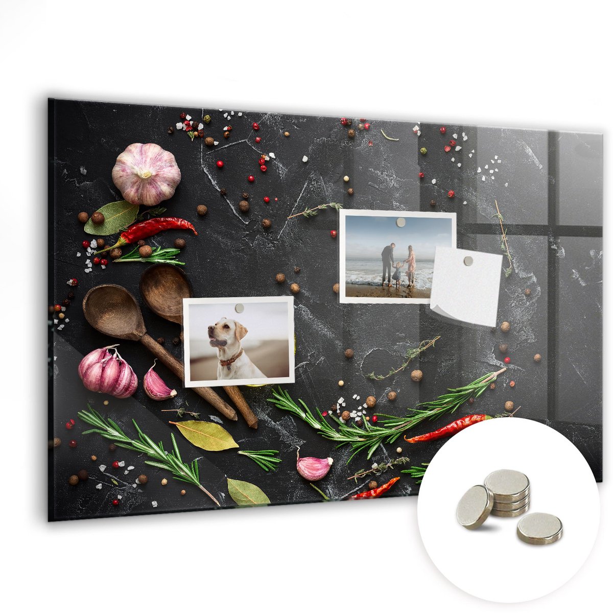 Coloray Glazen Magneetbord - Magnetisch Bord Specerijen op het aanrecht - 60x40 cm - Veelkleurig Magneetbord - Magnetic Board - Keuken Decoratie