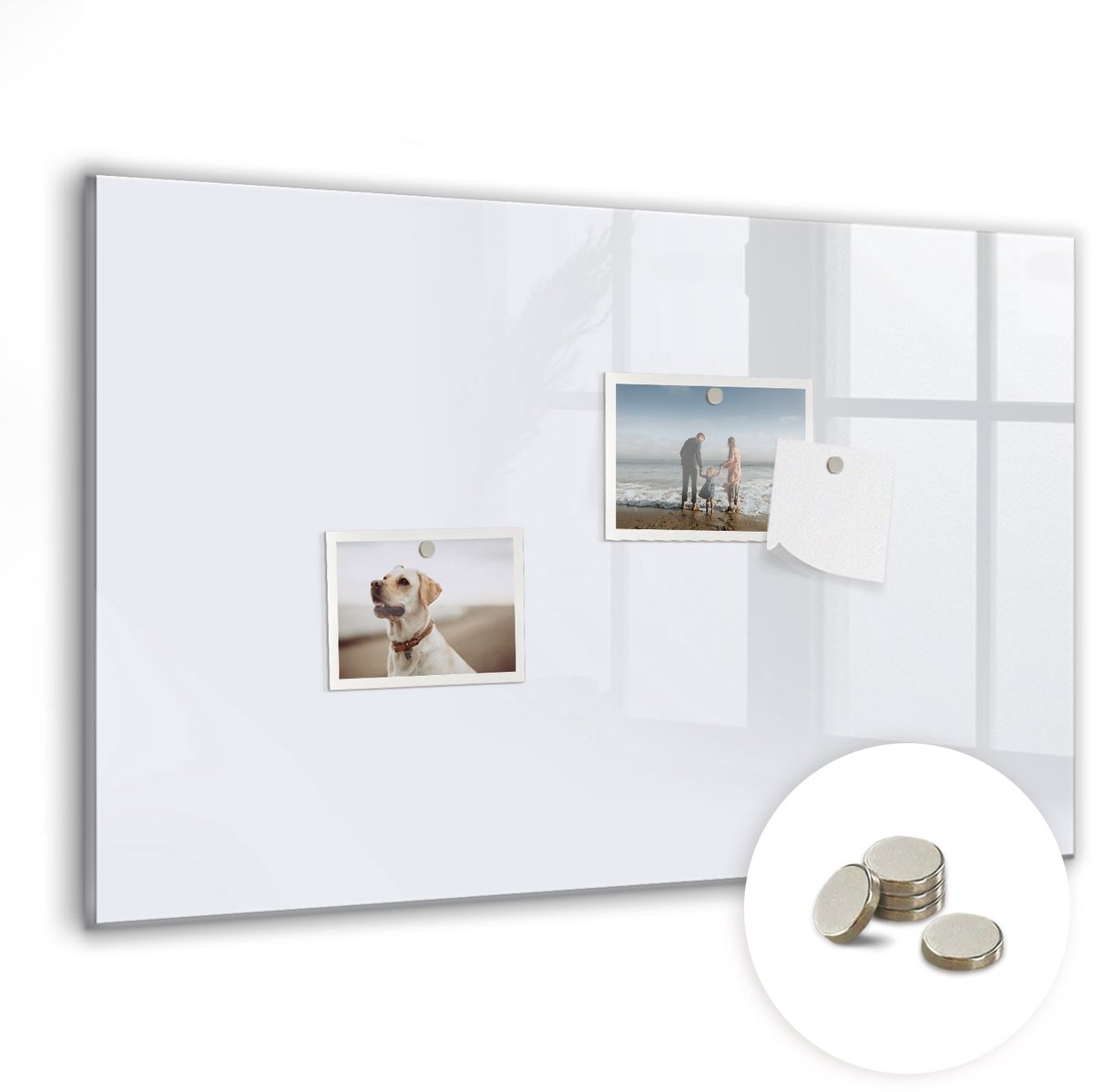 Coloray Glazen Magneetbord - Magnetisch Bord Kleur: donkerwit - 60x40 cm - Wit Magneetbord - Magnetic Board - Woonkamer Decoratie