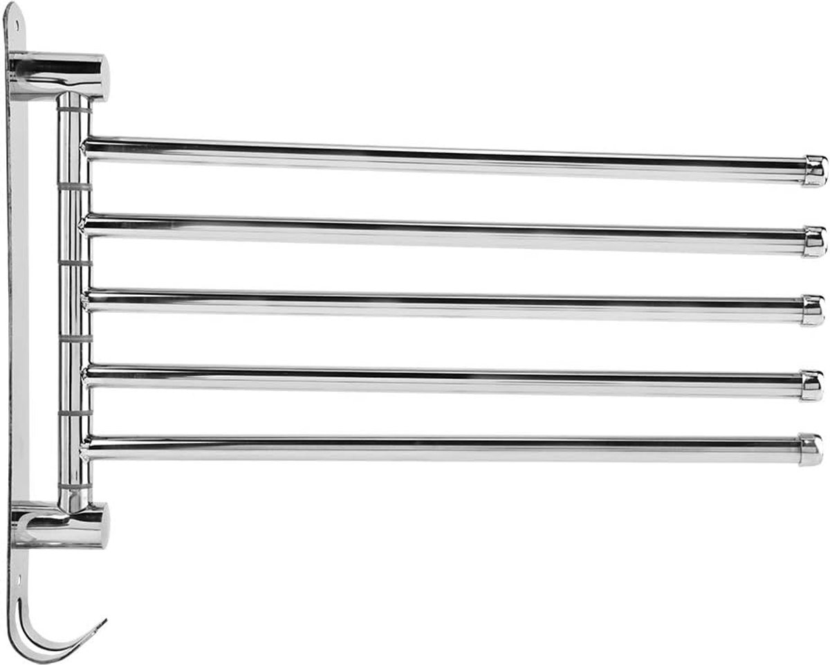 SnelShoppen - Handdoekenhouder Badkamer met 2/3/4/5 Draaiarmen, Handdoekrek, Rvs, Wandgemonteerd, 32,5 cm, Ideaal voor Kleine Ruimtes