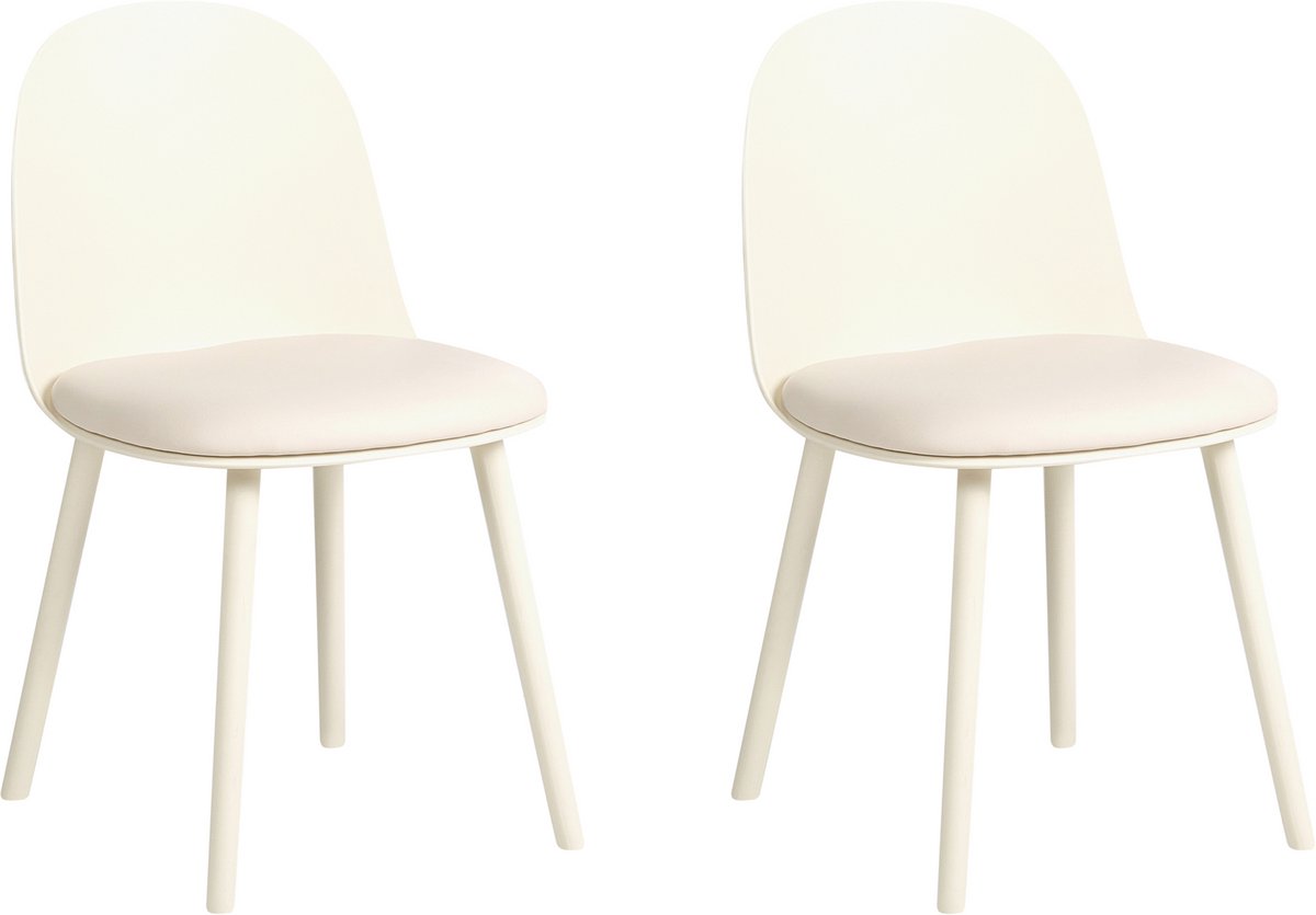 ANKENY - Set van 2 eetkamerstoelen - Lichtbeige - Kunstleer