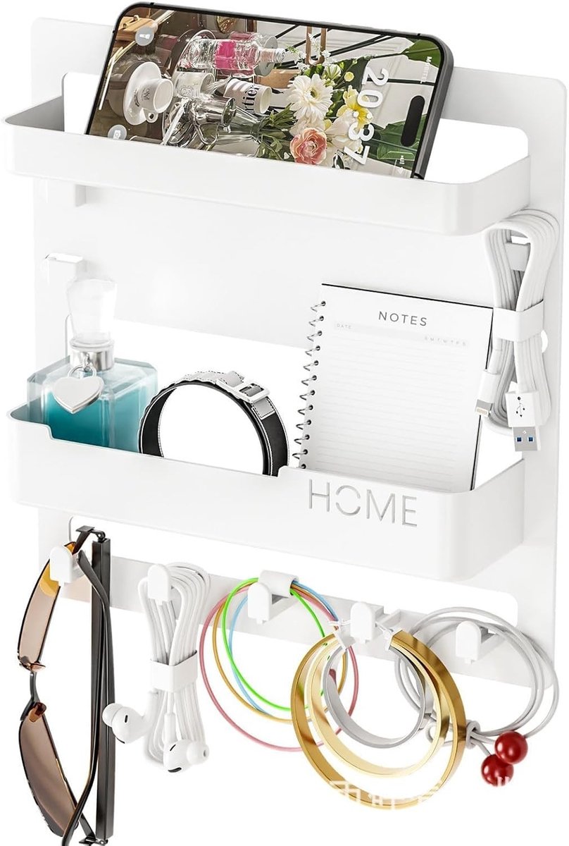 Multifunctionele Wandorganizer met 5 Dubbele Haakjes voor Sleutels en Accessoires, Ideaal voor Entree, Hal, Slaapkamer en Kantoor