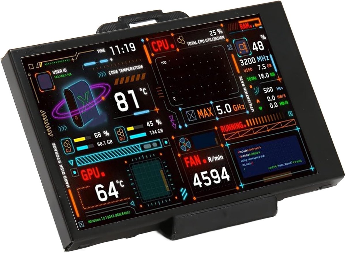 SnelShoppen - 3.5" IPS Mini Scherm, PC Sensor Paneel Display, USB Computer Temperatuur Monitor, Tweede PC Scherm voor CPU, GPU, RAM, FPS en HDD Gegeve