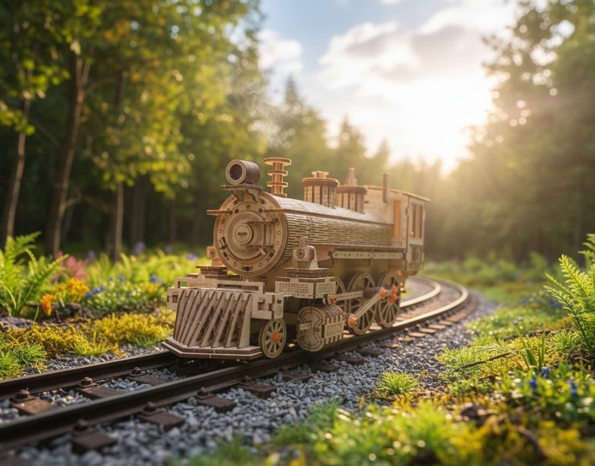 SnelShoppen - NiXiM 3D puzzel STEAM LOCOMOTIEF houten modelbouwset met draaiende wielen, educatief speelgoed voor kinderen en volwassenen, creatief ho