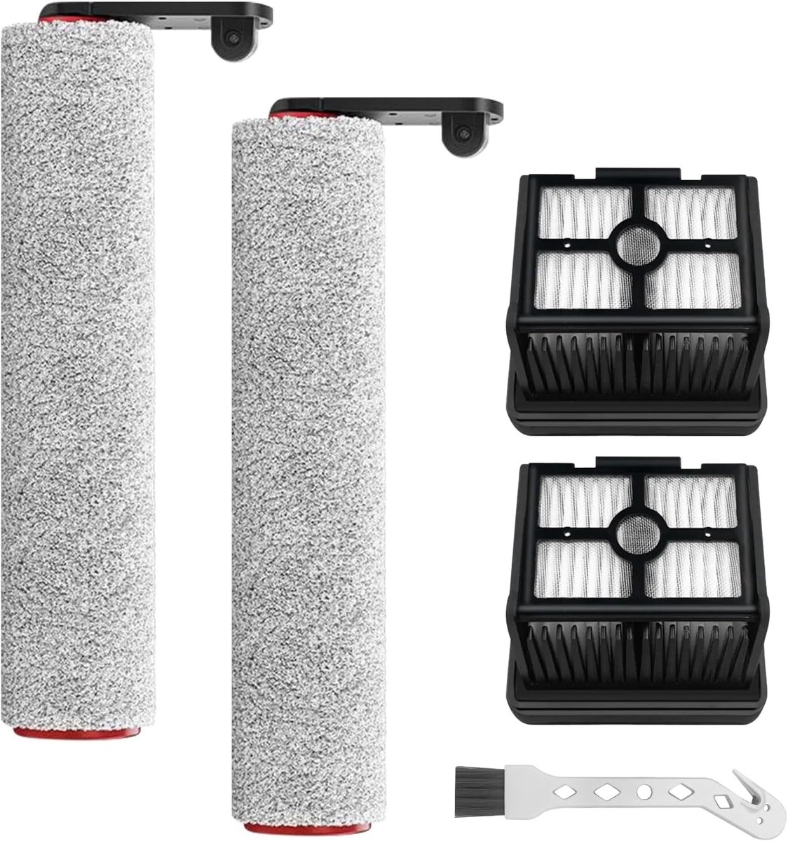 Replacement Brush Roller and HEPA Filter for Dreame H12 Pro, H12 Dual Wireless Accessories for Wet and Dry Vacuum Cleaner, 2 Brush Rolls + 2 HEPA Filt